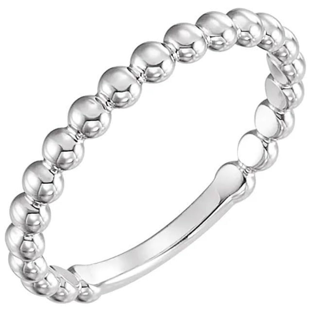 14k White Gold Stackable Bead Ring For Anniversar… - image 4